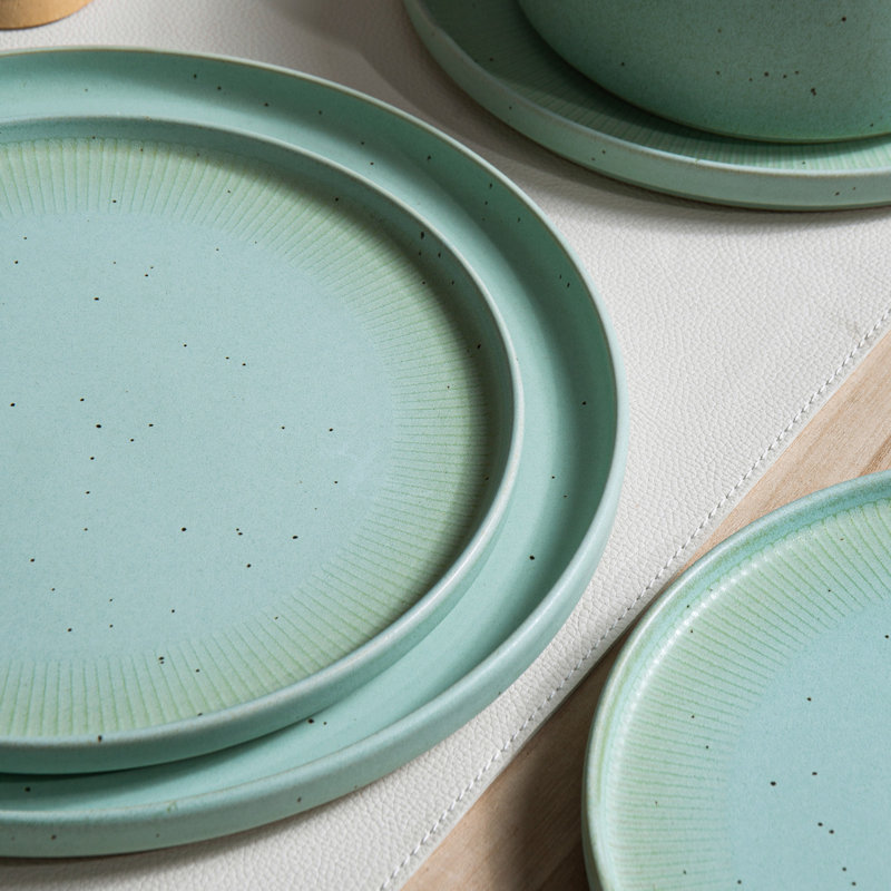 Service de table en grès 12 pièces Alofmo, Vert
