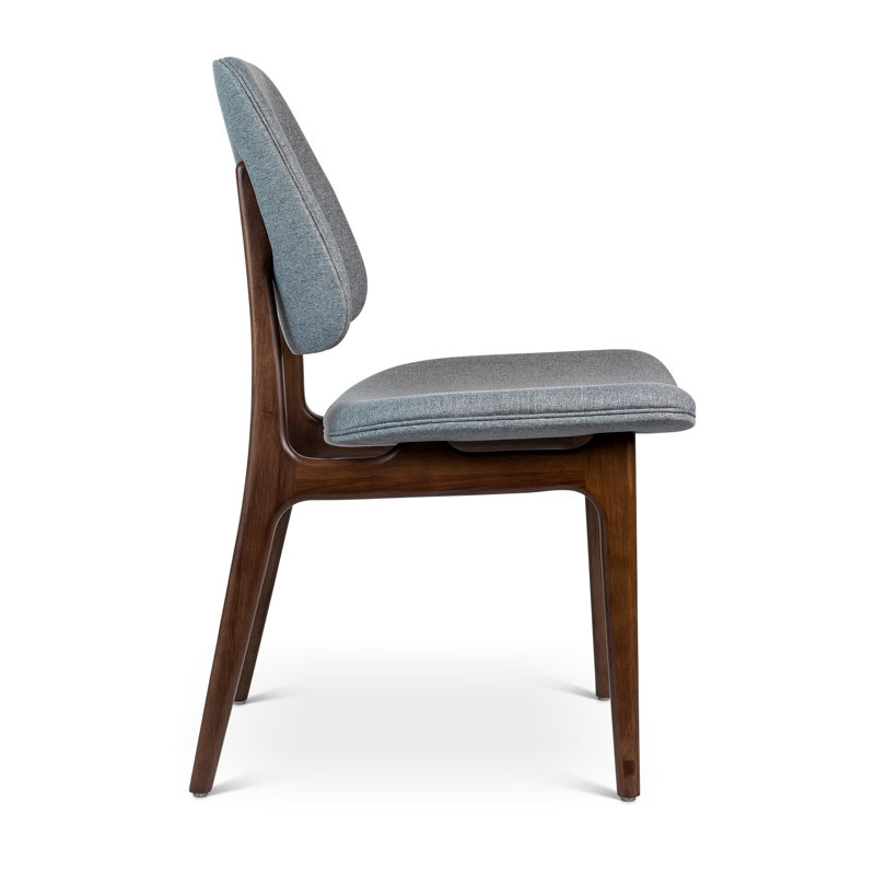 Modern Brazilian Ariel Side Chair, Essence Gray/Nogal Frame