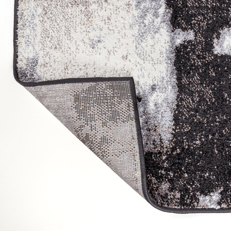 Tapis contemporain gris anthracite / crème Izaki, Rectangle de 5 pi x 8 pi