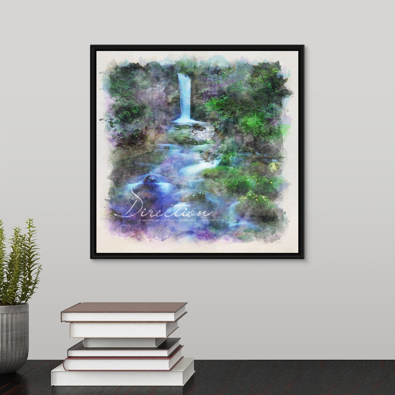 Affiche inspirée de l’aquarelle : direction-impression sur toile, H 13,7 po x l 13,7 po x P 1,75 po, Cadre noir