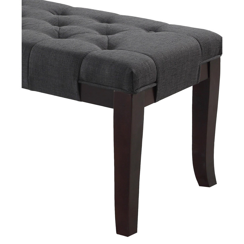 Gray Bench, Solid Hardwood With , Fabric Seat, 44"W X 16"D 18.47"H Bench Contrasting Neutral Legs In Finish,, Gray