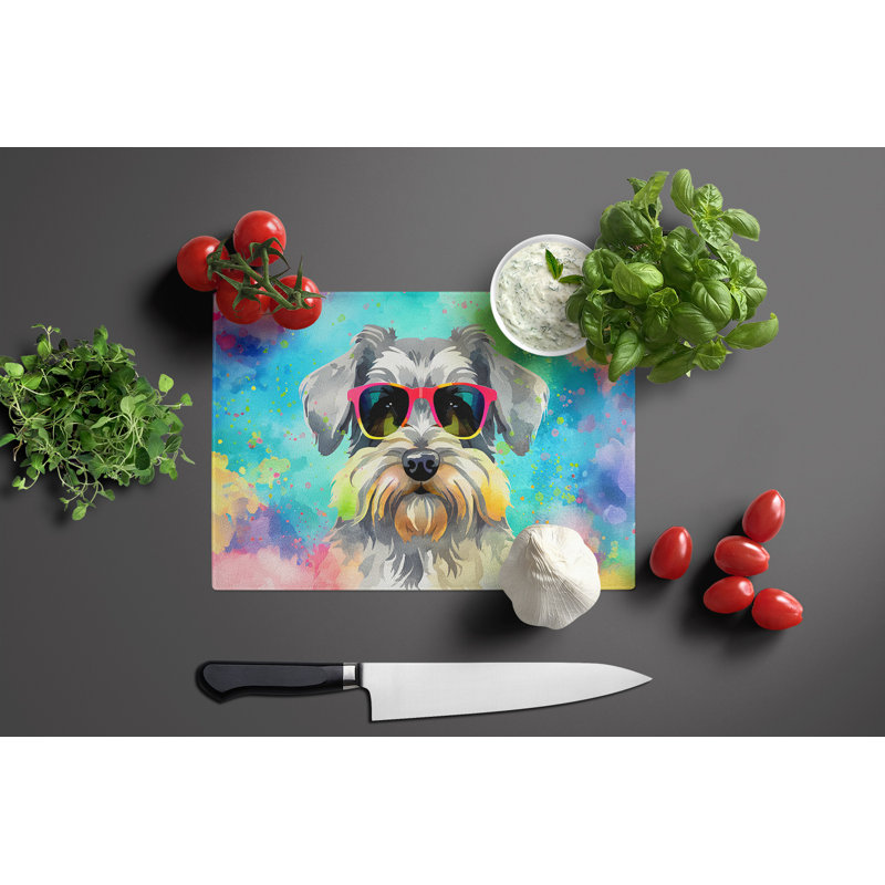 Grande planche à découper en verre Schnauzer Hippie Dawg