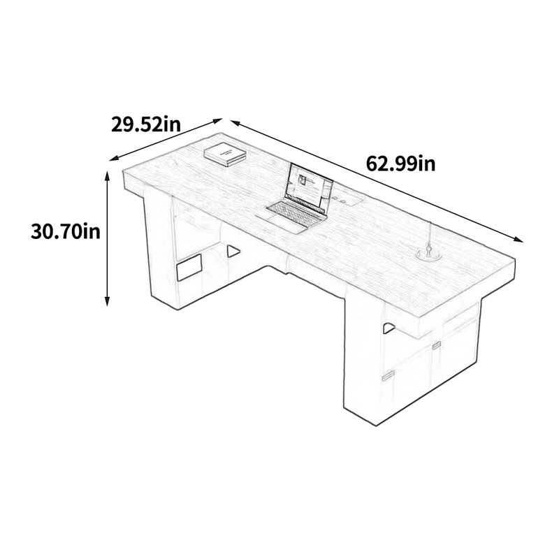 Bureau français de style rétro, H 30,7 po x l 62,99 po x P 29,52 po