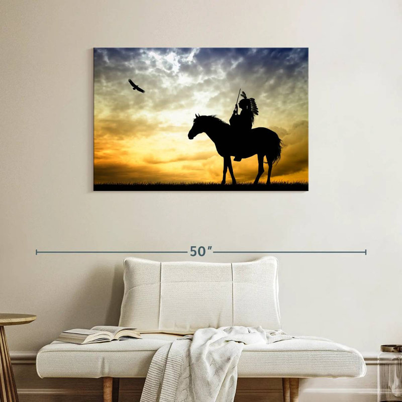 Lelar Indian On Horse, 26" H x 39" W