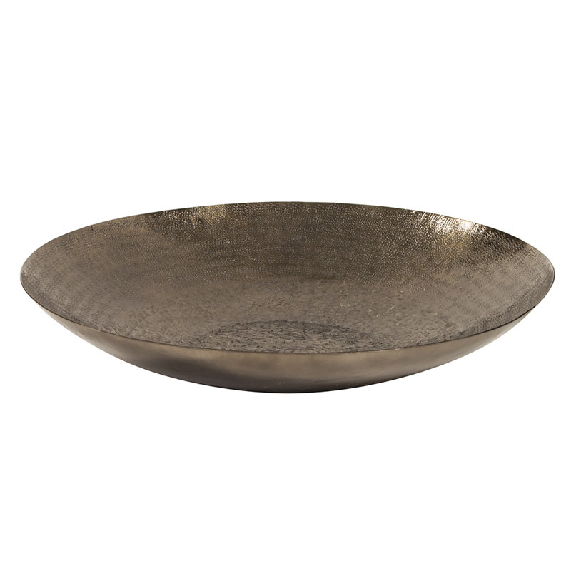 Bol décoratif en aluminium ciselé avec quincaillerie à suspendre Fontana, H 4 po x l 23,5 po x P 23,5 po, Bronze profond