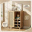 Buffet 34 po en rotin naturel avec porte-bouteilles - Buffet de rangement pour le salon, la cuisine, l'entrée-387581772