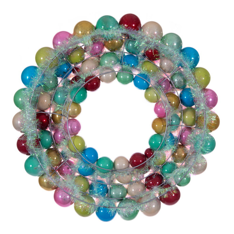 28" Matte Shiny Pearl Ball Wreath UV, Blue;Green;Red;Gold;Pink