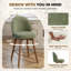 Tabouret de bar moderne à hauteur de comptoir avec dossier, revêtement en chenille verte, pieds non pivotants en bois d'hévéa avec finition noyer-123098495-130116558