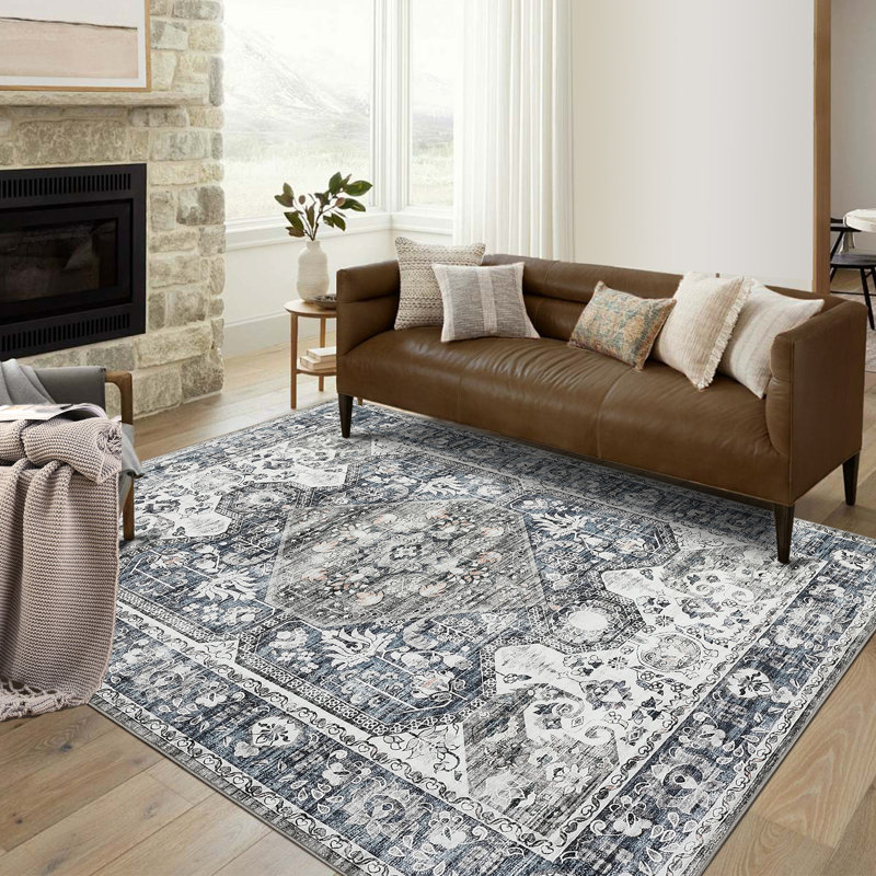 Tapis antidérapant et antidérapant Boho, Rectangle 5 pi x 7 pi