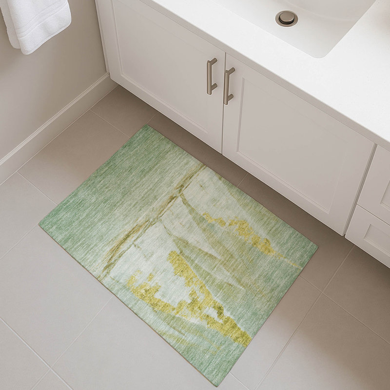 Premium Machine Washable Mayfield AMF2084 Coastal Rug, 1'8" x 2'6", Green