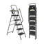 5-Step Reach Height Foldable Step Ladder With Tool Tray And Wide Non Slip Pedals, Convenient Handrails