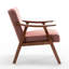 Chaise à structure en bois massif, style moderne du milieu du siècle, revêtue de velours rose, assise supplémentaire pour petits salons. Style moderne et épuré, idéal pour les espaces restreints.