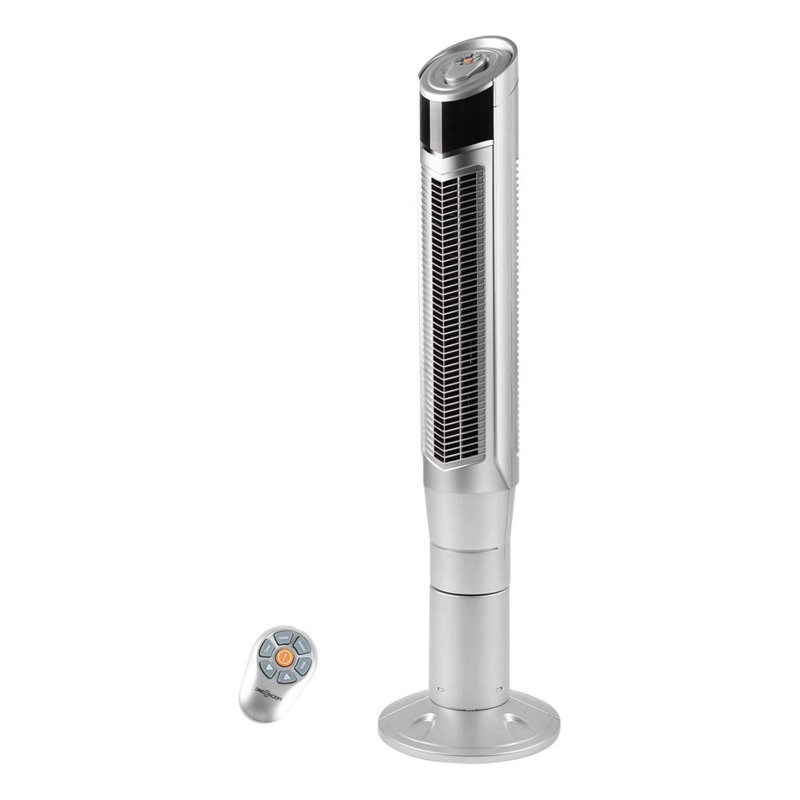 R.W.FLAME 360 Degree Oscillating Tower Fan with Quiet Cooling, 24H Timer, Remote Control, 8 Wind Speed, Silver