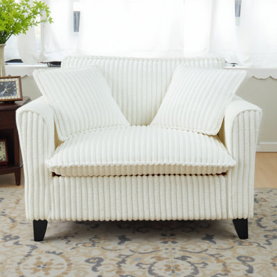 Fauteuil paresseux de 46,5 po en velours côtelé avec dossier et coussin moelleux, chaise longue ergonomique pour le salon et la chambre à coucher