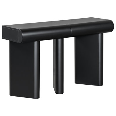 Modern 47.6" U-style Console Table With 2 Curved Drawers, High-gloss Finish, Spacious Storage, Arc Legs, Smooth Metal Drawer Slides, For Living Room, Bedroom, Small Apartments - Black Hallway Easy To