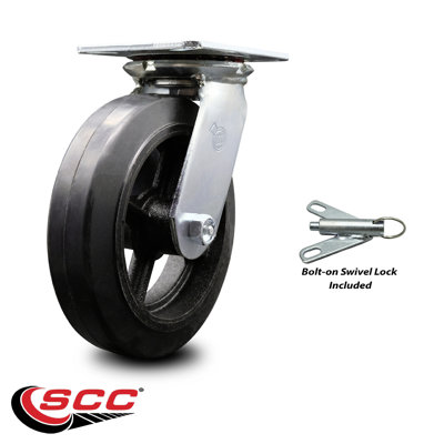 Rubber on Steel Caster with Ball Bearing and Swivel Lock