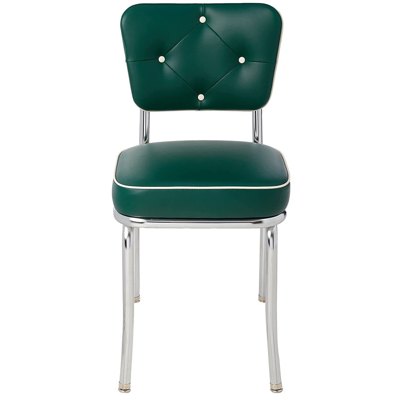 Retro Home Upholstered Tufted Back Dining Chair, Green