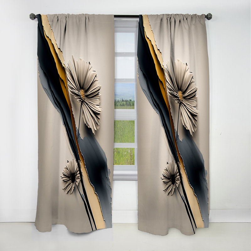 Rideau occultant à motif floral Gerbera - 1 panneaux pieter, L 52 po x L 95 po