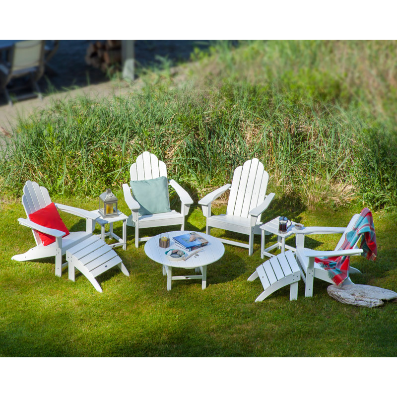 POLYWOOD Long Island Adirondack 9-Piece Conversation Group, White