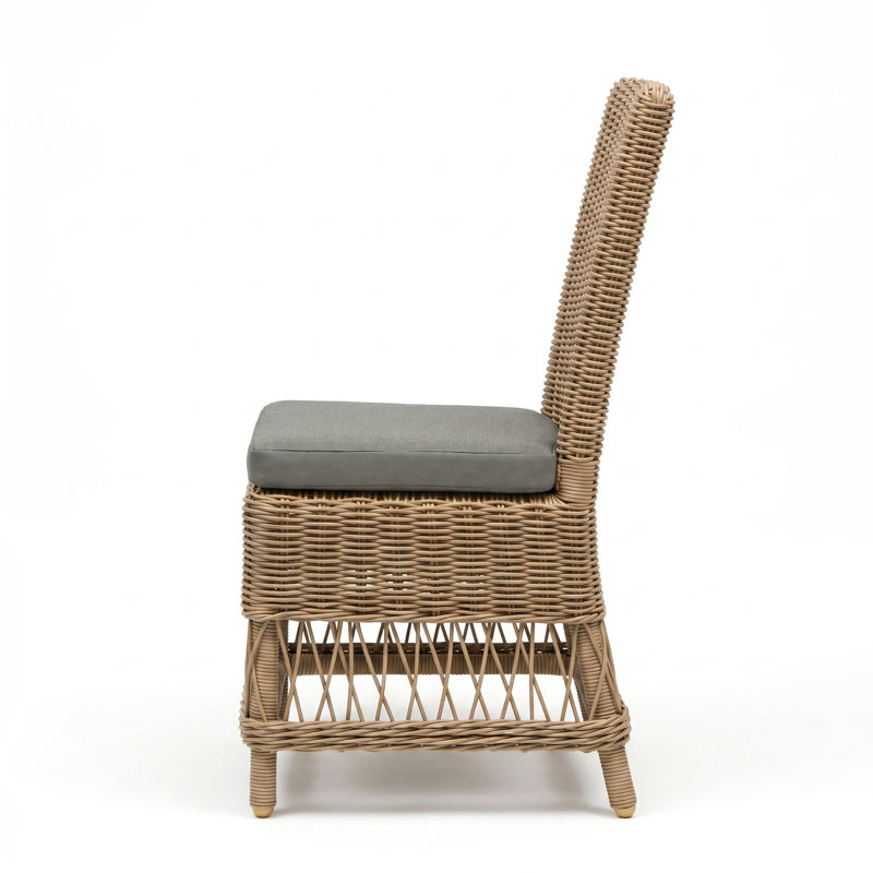 Destin Natural Outdoor Patio Dining Chairs - Canvas Charcoal, Brown, Canvas Charcoal