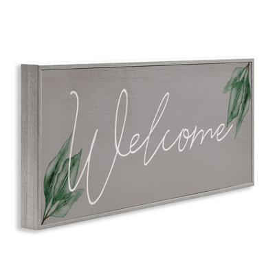 Welcome on Grey with Herbs Framed Giclee, design by Lil' Rue