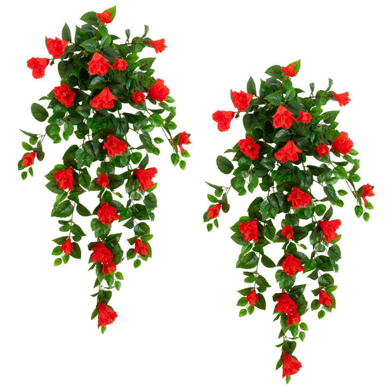 41 po Hibiscus artificiel résistant aux rayons UV (intérieur / extérieur) - ensemble de 2, Rouge
