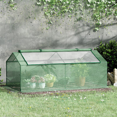 Mini serre d'extérieur avec couvercle en PE de 130 g / m² pour les tomates en croissance - taille 71 po x 36 po 28 po, fenêtres à fermeture à glissière, structure en acier, serre chaude pour plantes de fruits portatives, housse, fenêtres à deux ni