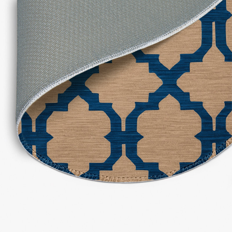 Tapis intérieur et extérieur beige Trellis, Rond 5 pi