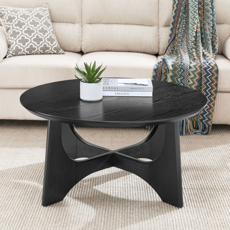Table basse de salon 36 ", noir avec table de construction en bois 36", une apparence stable et gracieuse