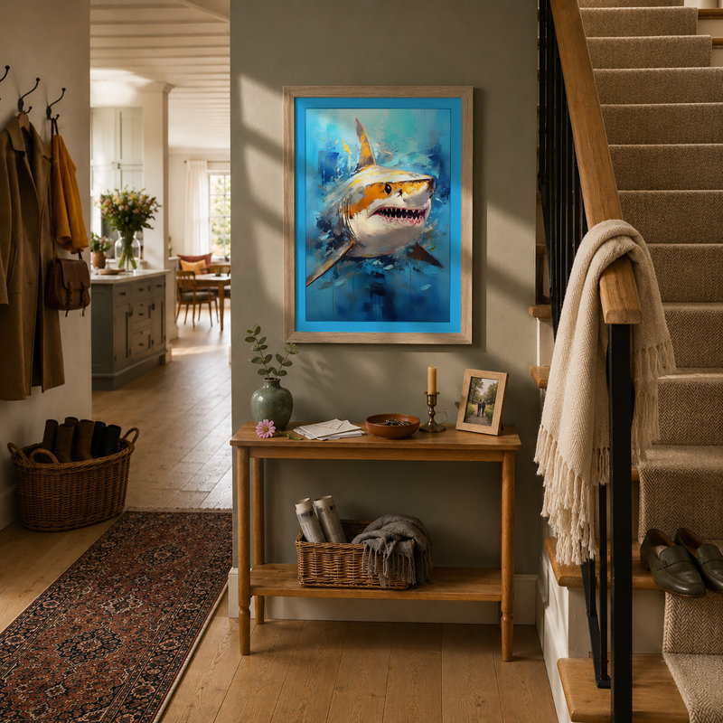 Great White Rising Coastal - Print, A2 - 59.4 x 42.0 cm, Oak