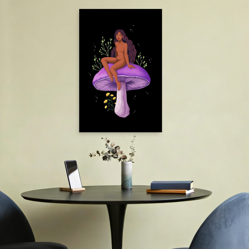 Mystical Mushroom Nymph Ethereal Mystical Whimsical Forest Nature Wall Art Print 1 Piece Wrapped Canvas Wall Art