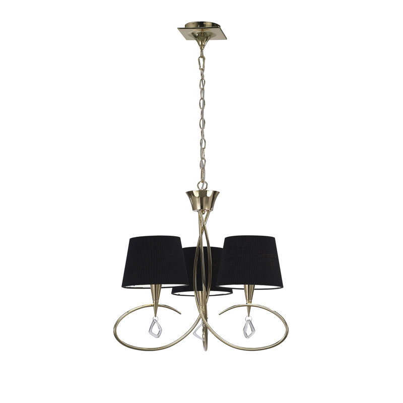 Eurich 3 - Light Shaded Chandelier, French Gold/Black