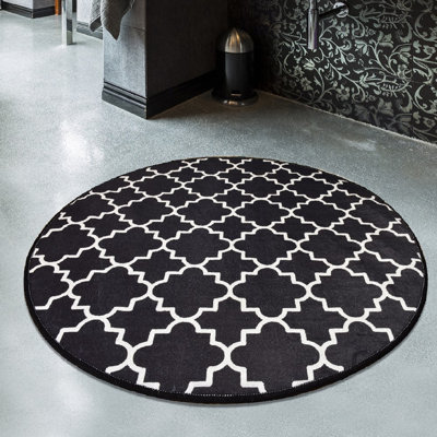 Antibacterial Bathmat, 100% Polyester, 55.1 Inch Diameter | Non-Slip Underside, Pile Height: 0.4 Inches, 700 Grams per Square Meter | Machine Washable, Durable & Stylish for Bathroom Safety and Comfort