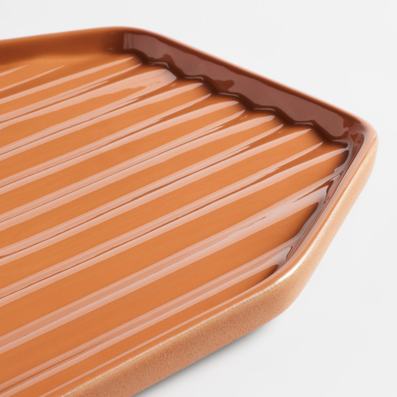 Vice Versa Ceramic / Porcelain Tray, 1" H x 16" W x 10" D, Terracotta