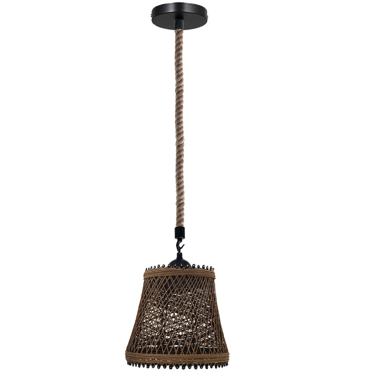 Coale 1 - Light Hemp Rope Single Pendant, No