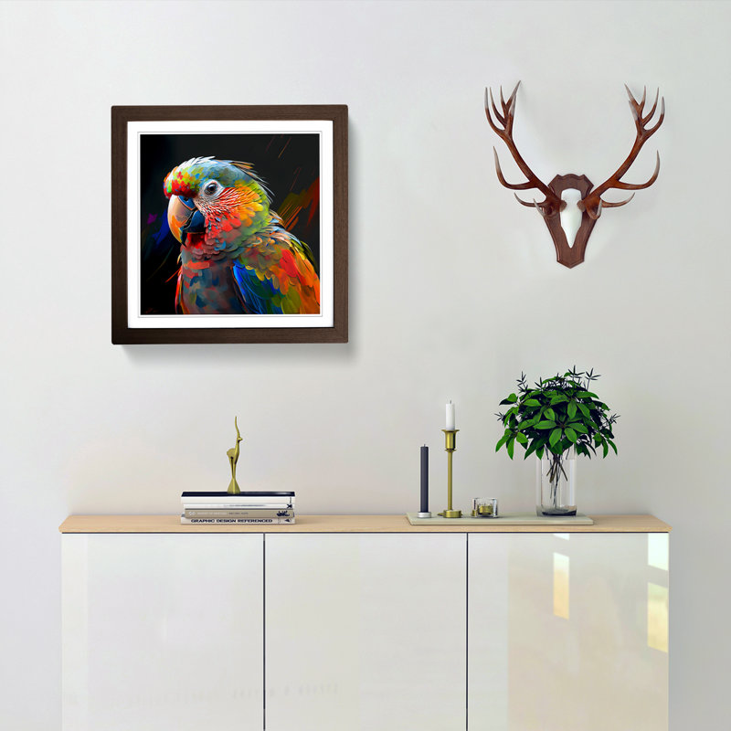 Parrot Abstract Art - Framed Print, Walnut