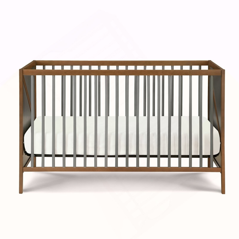 Pixie Zen 3-in-1 Crib in Walnut/Charcoal, Walnut Brown