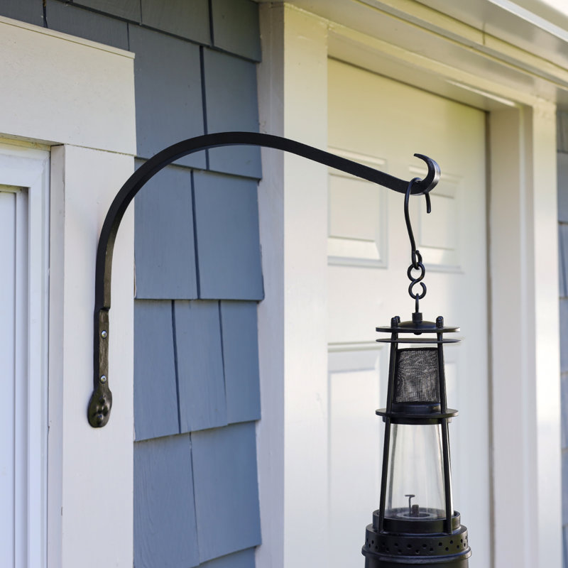 Black Wrought Iron Wall Hook Brackets, 16-inch, Set of 2