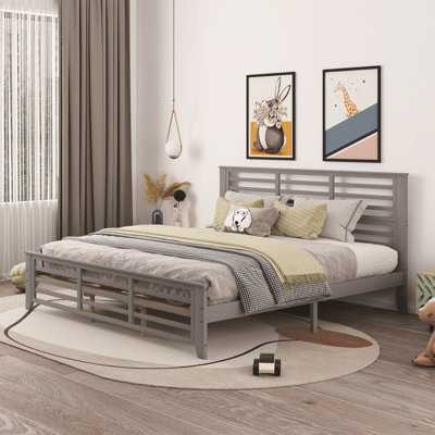 Platform bed with horizontal strip hollow shape, King size -  Red Barrel StudioÂ®, 293E2505C879456FBFB6CDA7120B7F21