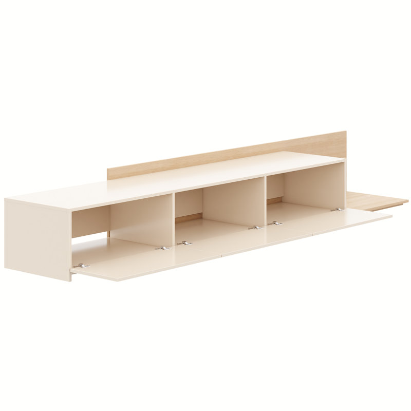 Console de télévision extensible avec armoire de rangement Noa, Beige / Ivoire