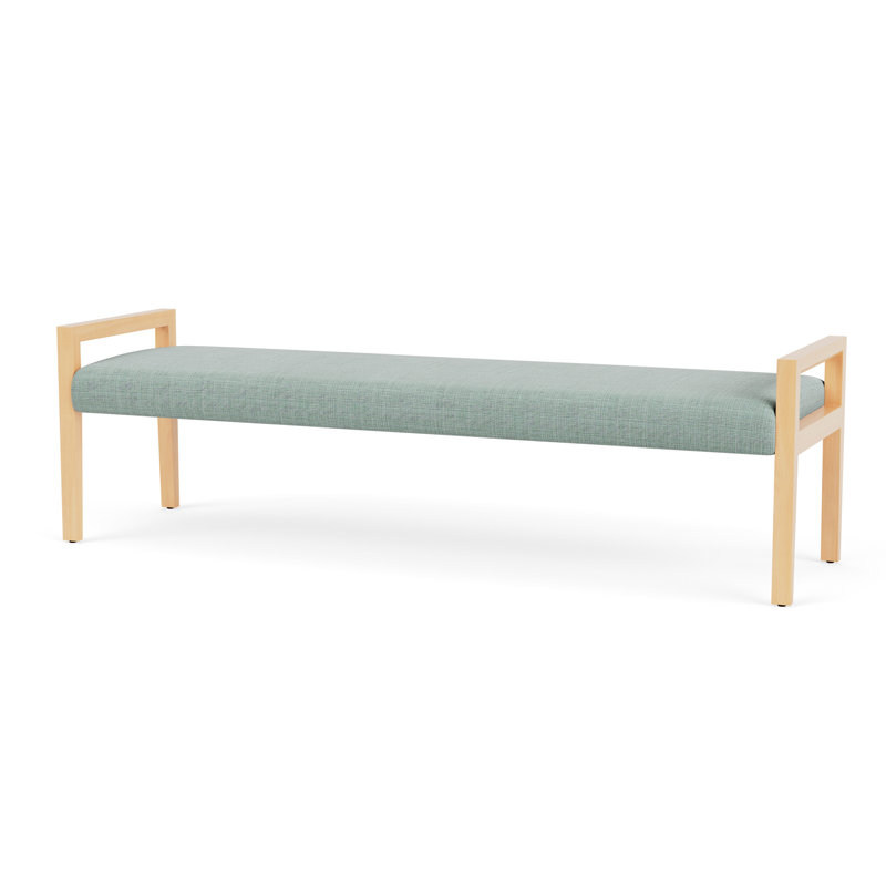 Banc en bois 3 places Brooklyn, Naturel, Chambray Seafoam