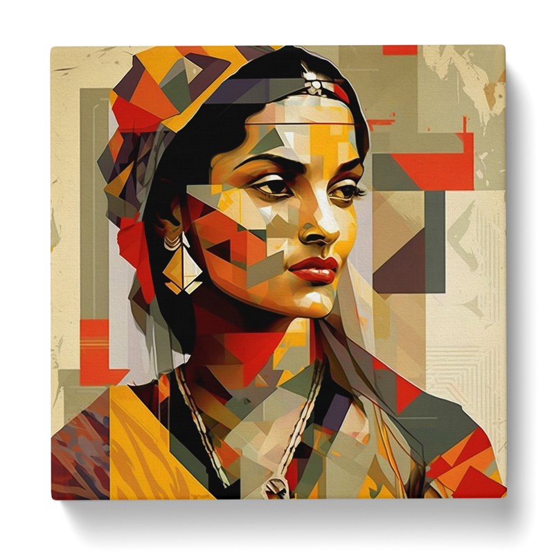 Indian Woman Constructivism No.1 - Wrapped Canvas, 35cm H x 35cm W x 3cm D
