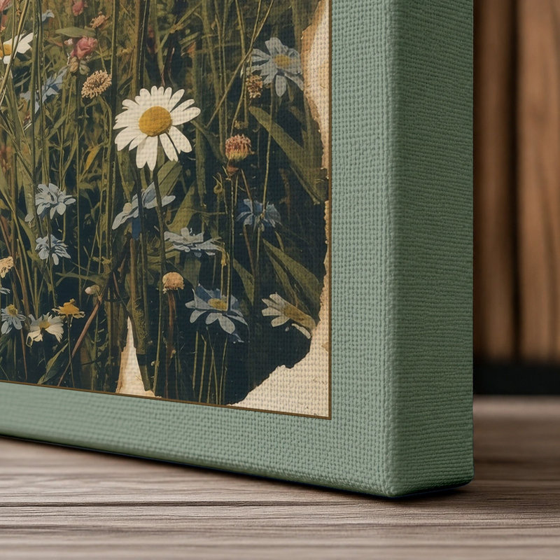 Wildflower Meadow Botanical - Wrapped Canvas, 18x12 - 45.7 x 30.5 cm, Sage Border