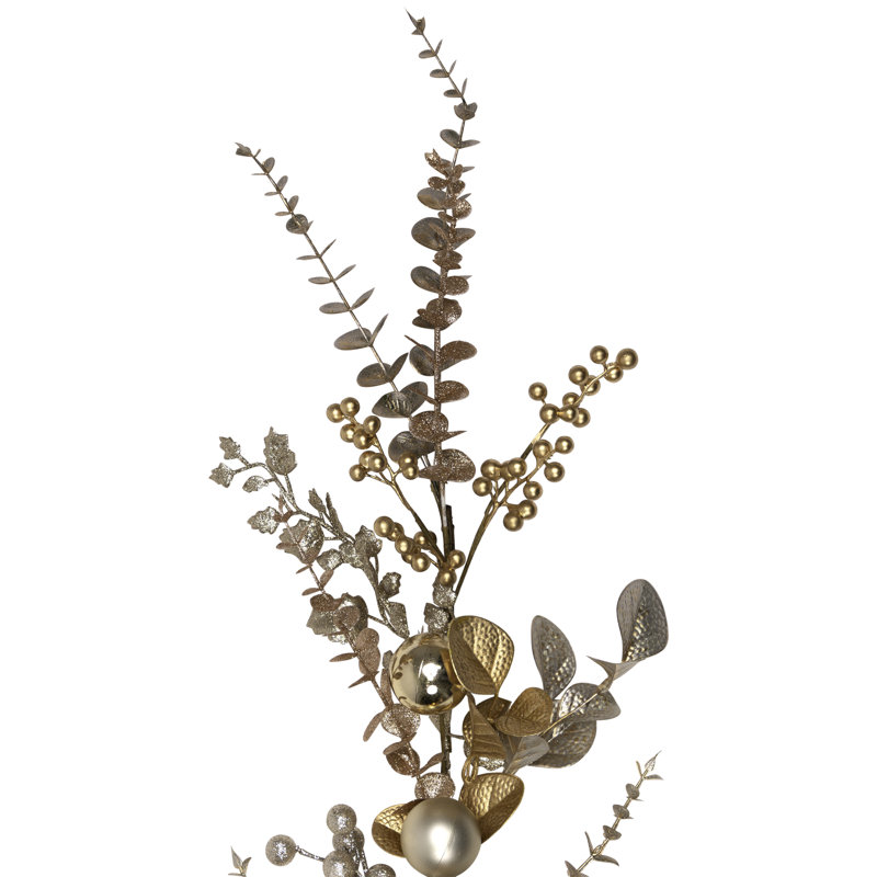 Glittered Mixed Leaves And Berries Artificial Christmas Garland - 9" - Unlit