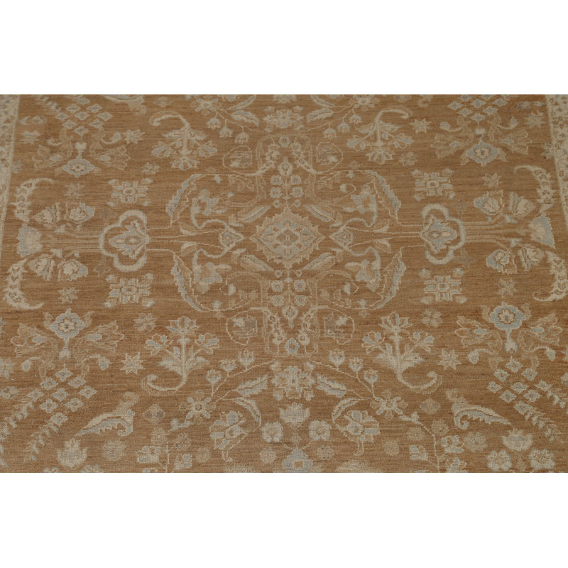Tapis oriental brun en laine noué à la main 7 pi 11 po x 10 pi 2 po Oriental