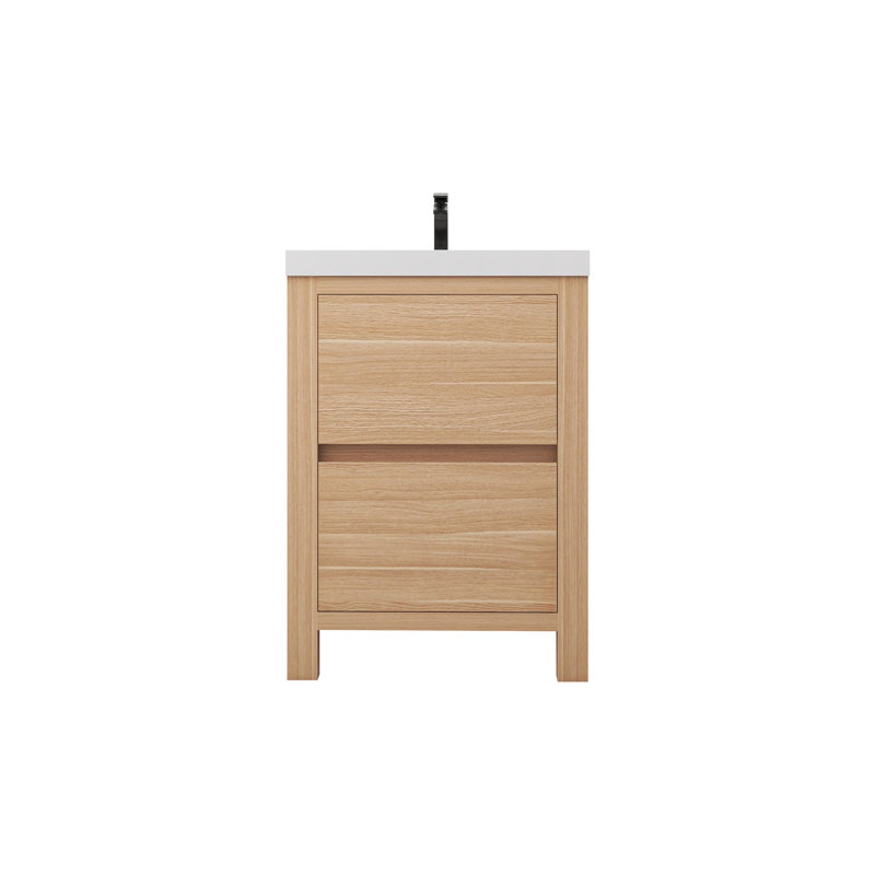 Meuble-lavabo simple 23,5 po avec plateau Laverock, Chêne clair