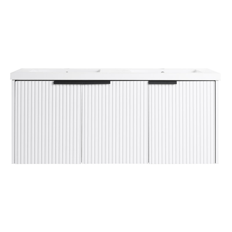 Wall Mounted Bathroom Vanity, White, 47.6"
