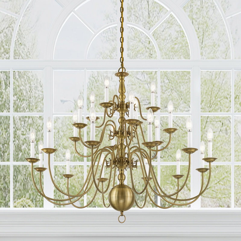 Benedetto 20 - Light Dimmable Tiered Chandelier, Antique Brass