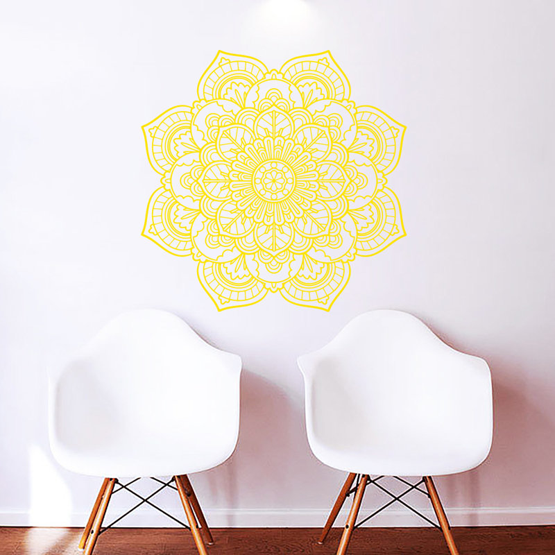 Adhésif décoratif mandala namaste boho yoga autocollants, Jaune