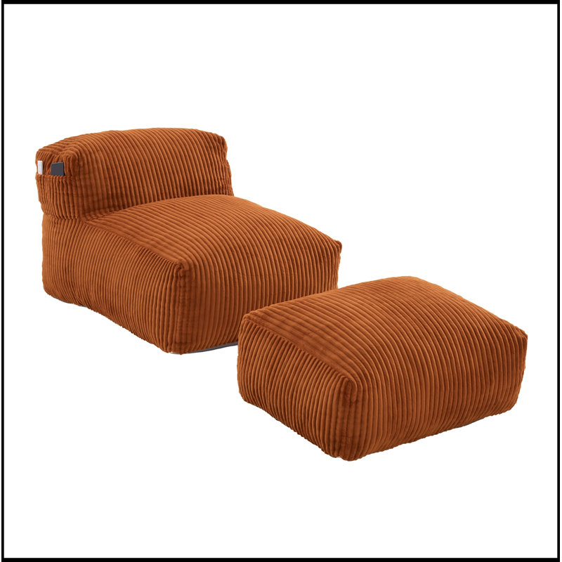 Fauteuil à billes avec repose-pieds en mousse, Orange